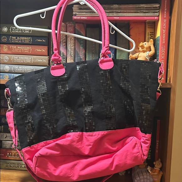 Victoria's Secret Black and Pink Sequin Tote - Picture 8 of 11